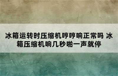 冰箱运转时压缩机哼哼响正常吗 冰箱压缩机响几秒啪一声就停